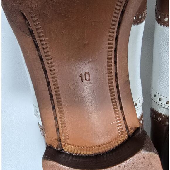 VTG Bragano Cole Haan Men's Spectator Oxford SZ 10 D Wingtip Tan White Brogue - Picture 8 of 11